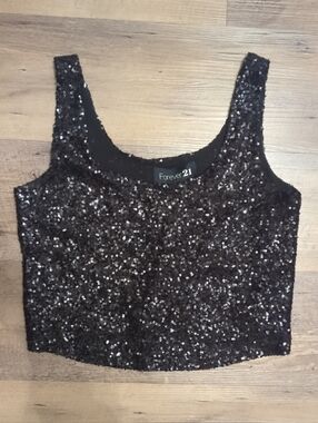 Forever 21 Black Sequin Crop Top
